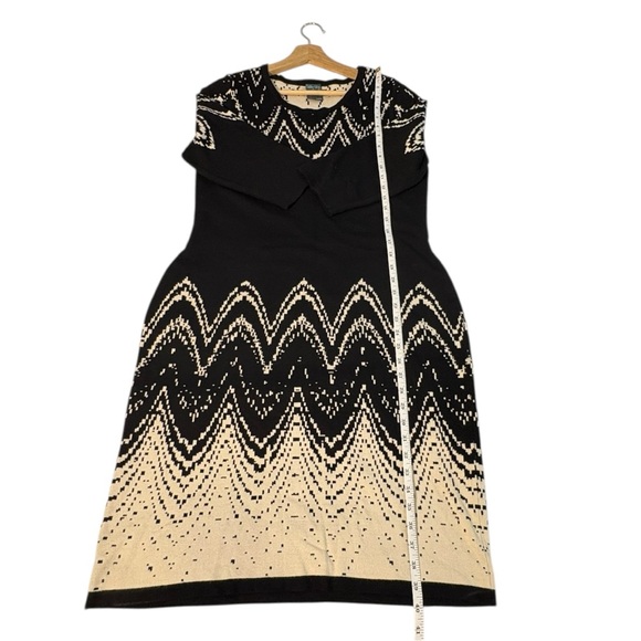 Gabby Skye Sweater Dress Womens Plus 1X Black Beige Knit Midi Stretch Casual - Picture 8 of 12